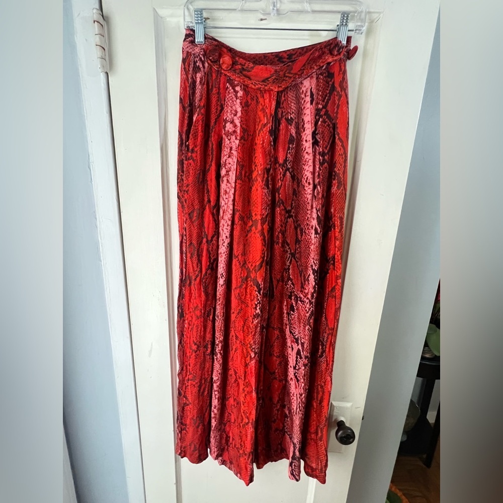 Just Cavalli Red Python Print Palazzo Pants IT 40… - image 3
